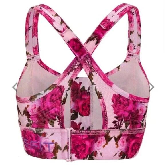 Shefit Ultimate Sports Bra High Impact Pink Floral Front Zip Size 1Luxe 40-42 - Picture 11 of 14